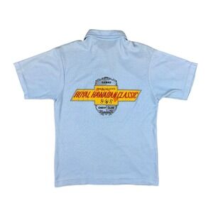 Vintage Chevy Club Polo Men's Medium‎ Light Blue Royal Hawaiian Classic Pocket